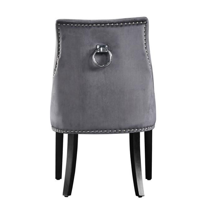 Set of 4 velvet dining chairs with backrests – Designer style, wooden legs – Dining room and living room