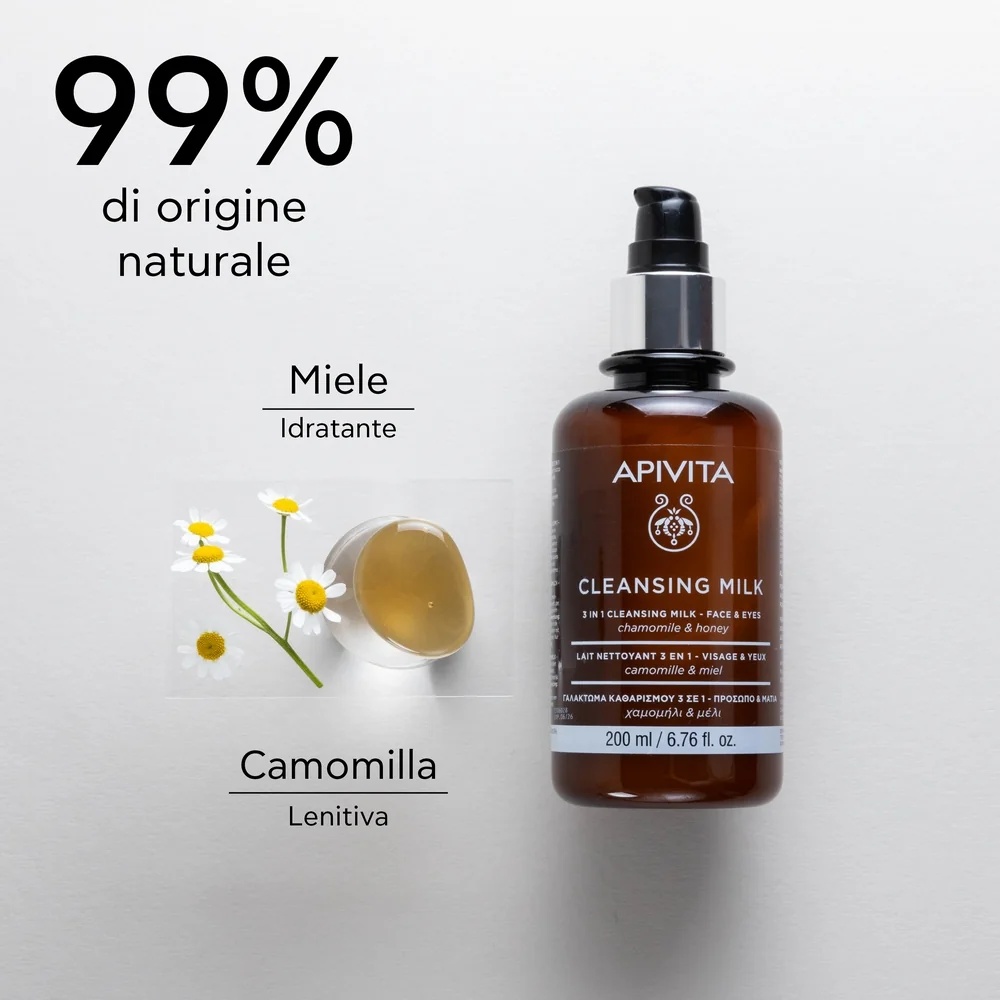 APIVITA Apivita Clean Milk 3-in-1 200 ml/20 reinigingsgels voor gezicht en ogen