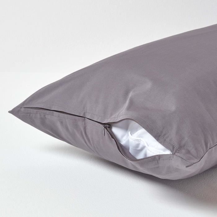 Funda de almohada - Algodón egipcio - Gris oscuro - 40 x 80 cm - Hipoalergénica - Lavable a máquina