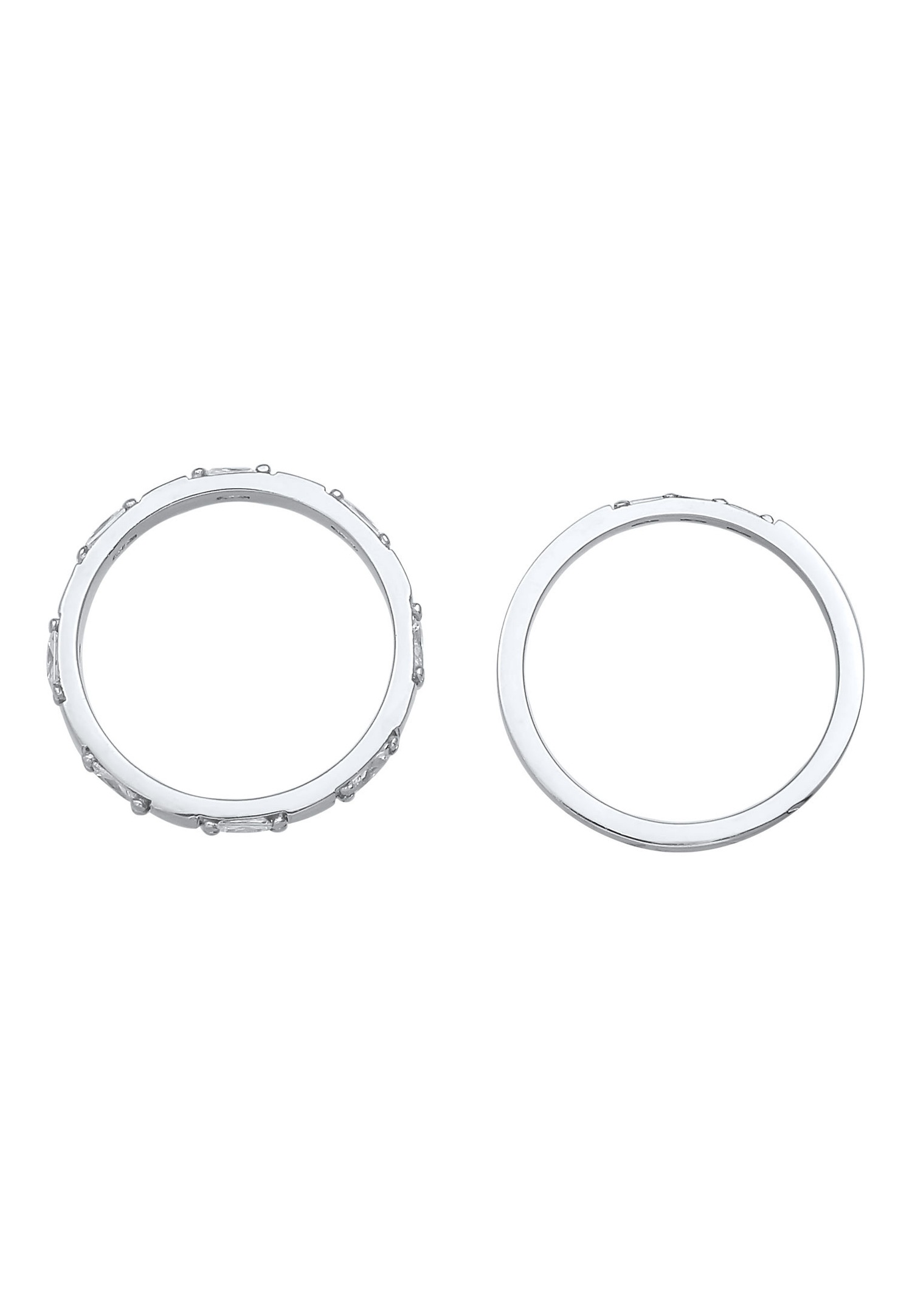 Elli Bague pour femme Duo Baguette Cut scintillante avec cristaux de zirconium en argent sterling 925 plaqué or