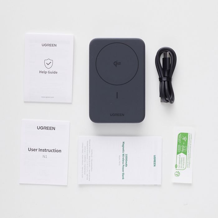 Qi-enabled power bank - UGREEN - 10,000 mAh - 30W - Black