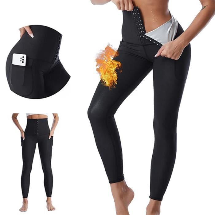 Leggings deportivos para mujer - Faja de cintura alta para sauna - Fitness Yoga Negro