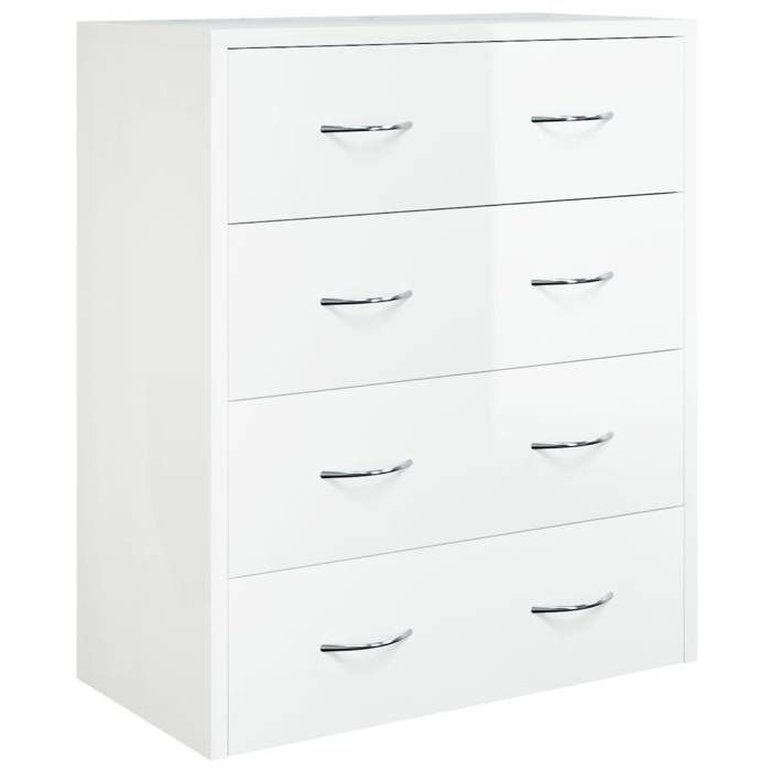 Commode/Buffet contemporain, avec 4 tiroirs, 60x30,5x71 cm, Blanc brillant, LL0000162153