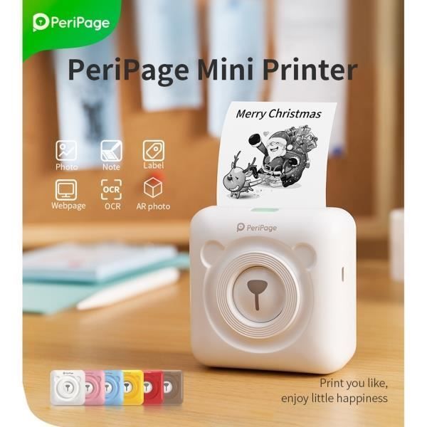 Mini-HD-Thermodrucker (304 dpi) mit Bluetooth-Fotofunktion, Mini-Taschen-AR-Papierdrucker mit 9 Rollen Thermopapier