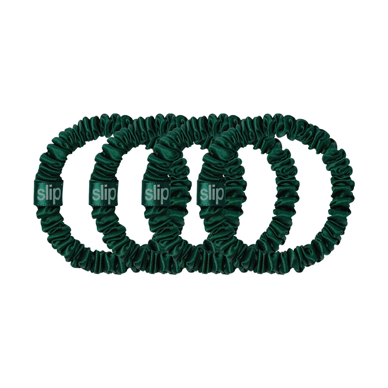 Elastico per capelli in pura seta, taglio stretto – verde abete – 1 pezzo