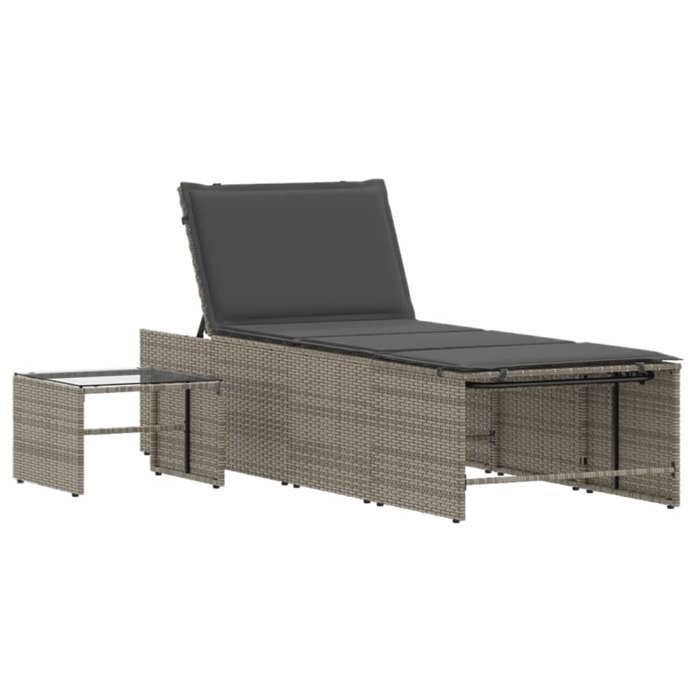Set di 2 lettini prendisole modulari vidaXL con tavolino, lettino, sedia da giardino, seduta per esterni, 368424