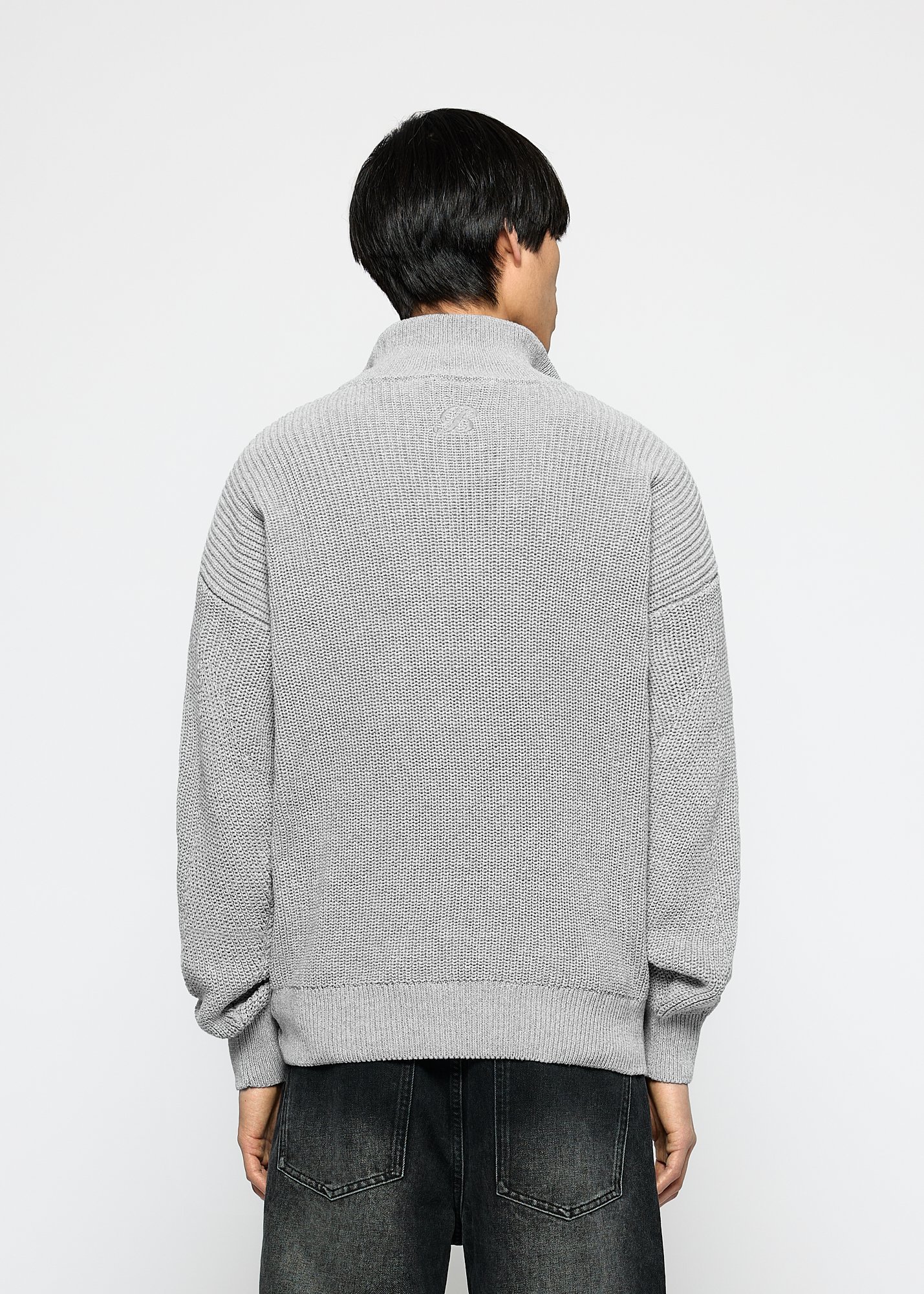 Burocs CHUNKY HALF ZIP - Jumper - grey melange