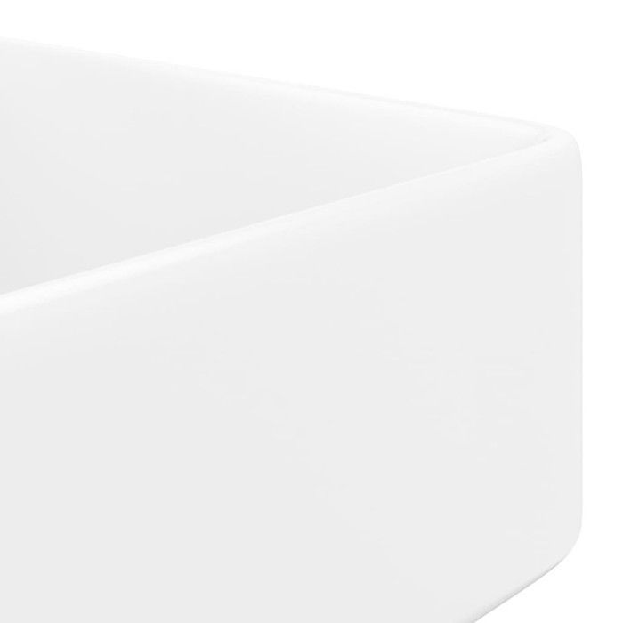Lavabo cuadrado vidaXL con orificio para grifo, lavabo de baño de cerámica blanca 141936