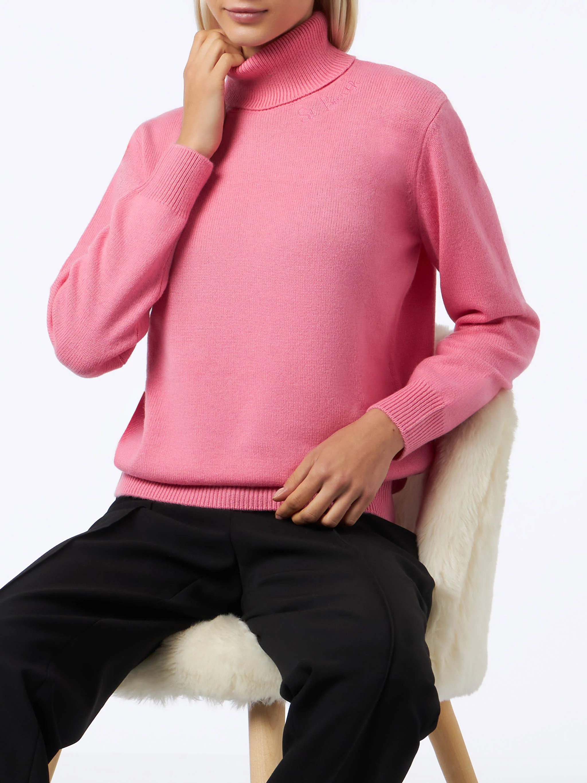 Roze gebreide coltrui voor dames