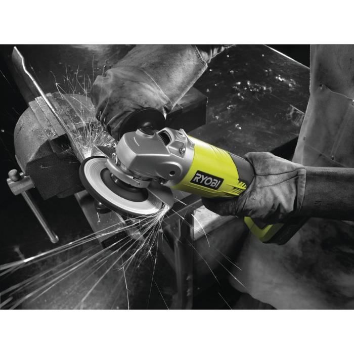 RYOBI - Amoladora angular ONE+ de 18 V y 115 mm - 7500 RPM - Empuñadura auxiliar - Incluye 1 disco de amolar - R18AG-0