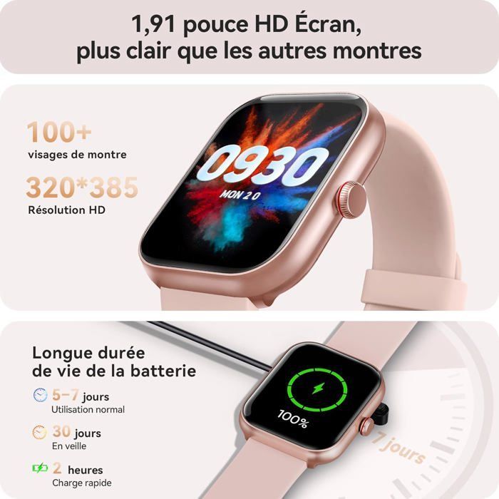 Montre Connectée Femme Pour Samsung,Iphone,Android,1.91