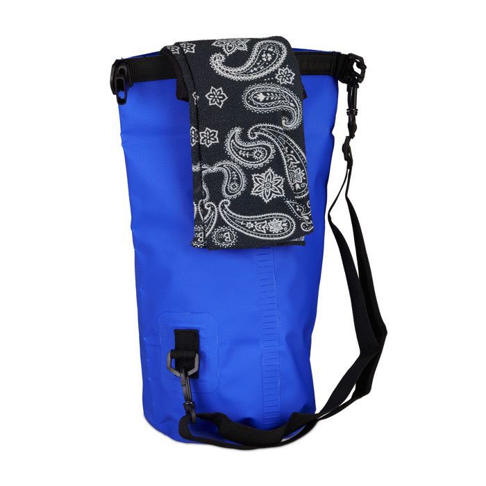 Bolsa impermeable Relaxdays Ocean Pack de 5 litros, ligera y compacta, para esquí al aire libre, deportes, vela, snowboard, azul.