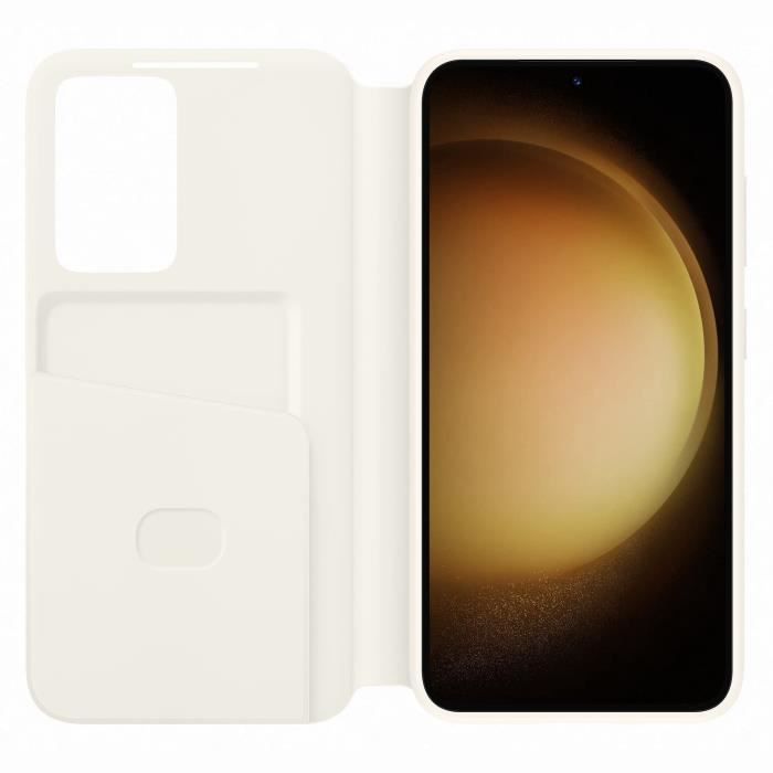 Samsung Smart View Phone Case with Card Holder for S23, White