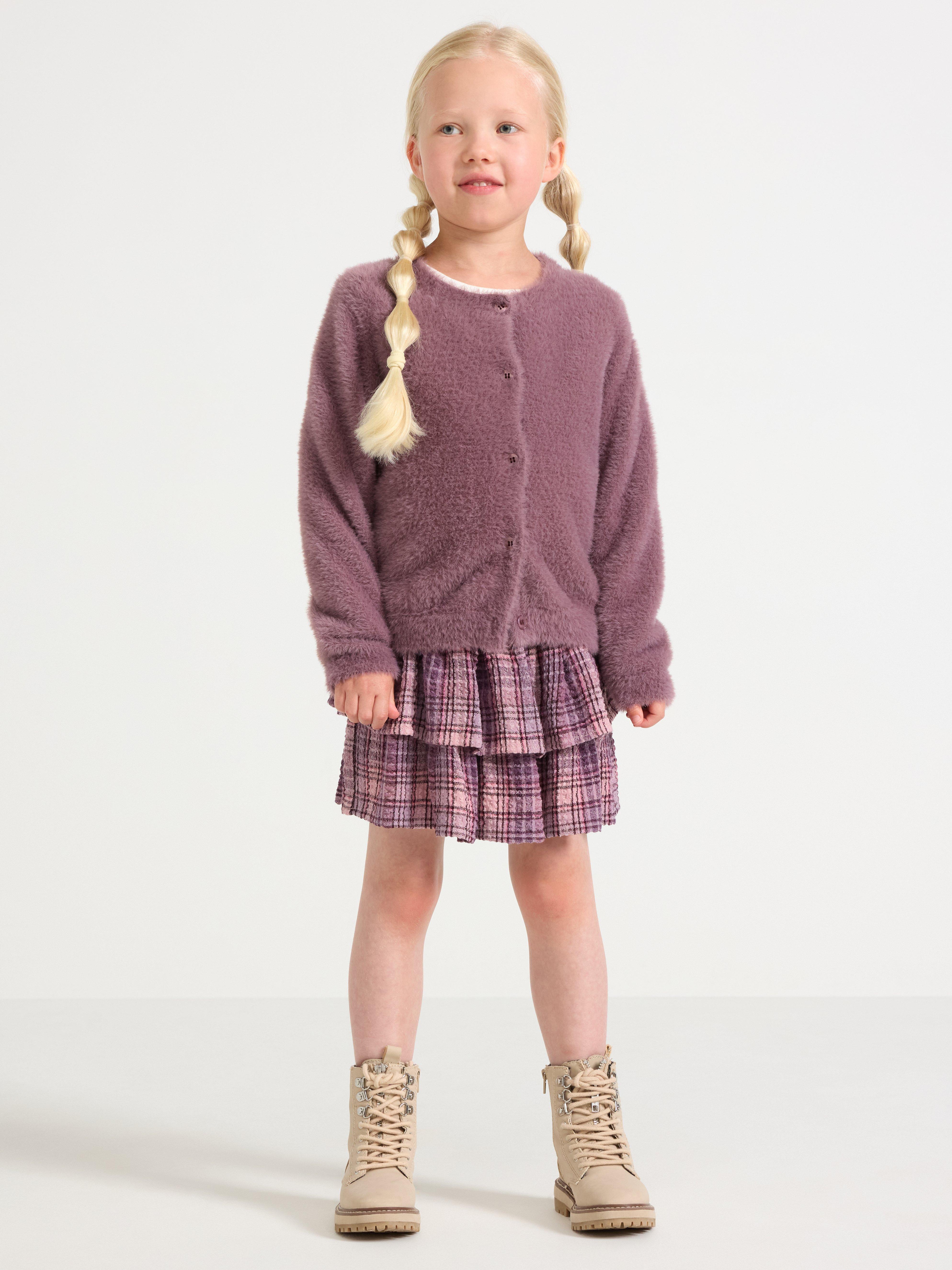 Rutig volangkjol Dusty Pink