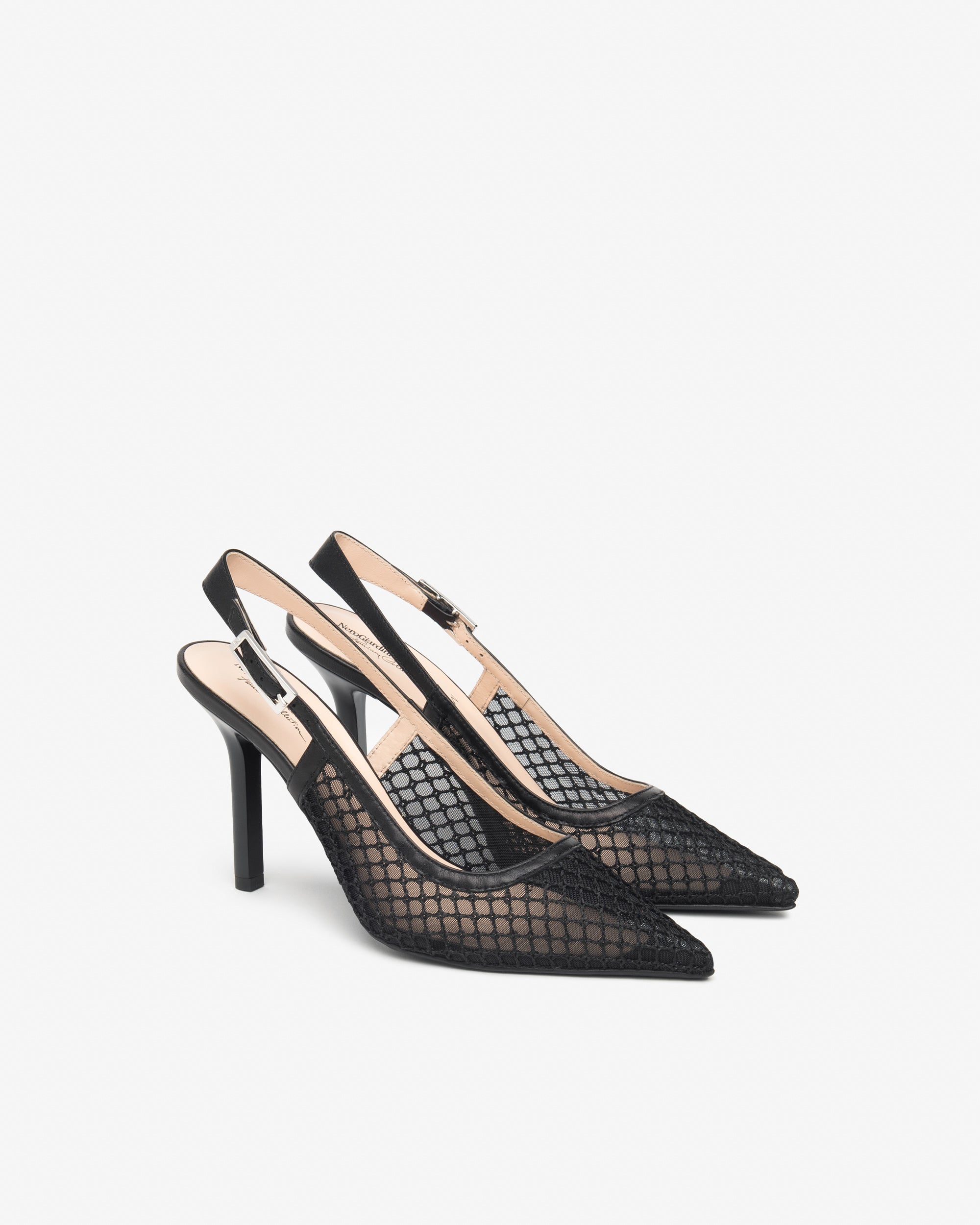  Escarpins à bride arrière pour femme en cuir et toile