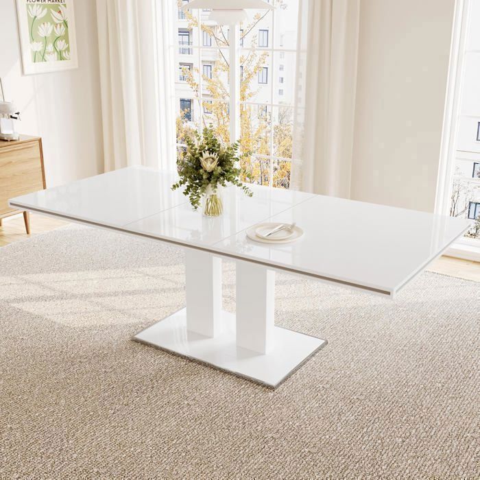 JIEXI Table extensible Table à manger moderne, table de cuisine rectangulaire en MDF 160-200 cm