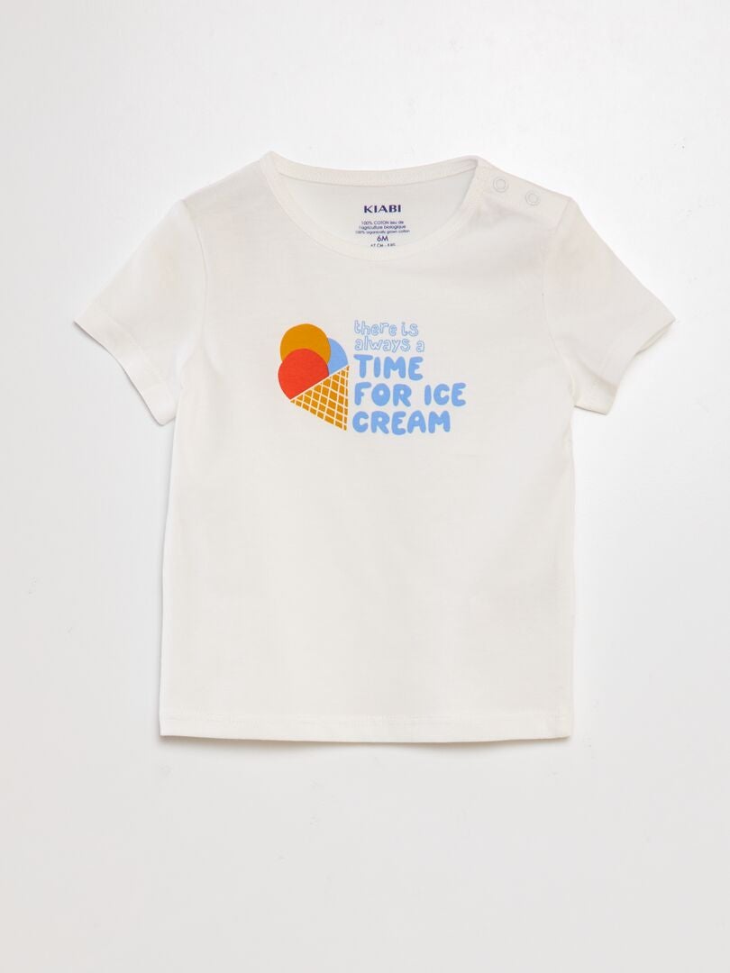 Set van katoenen t-shirt en short - 2-delig - WIT