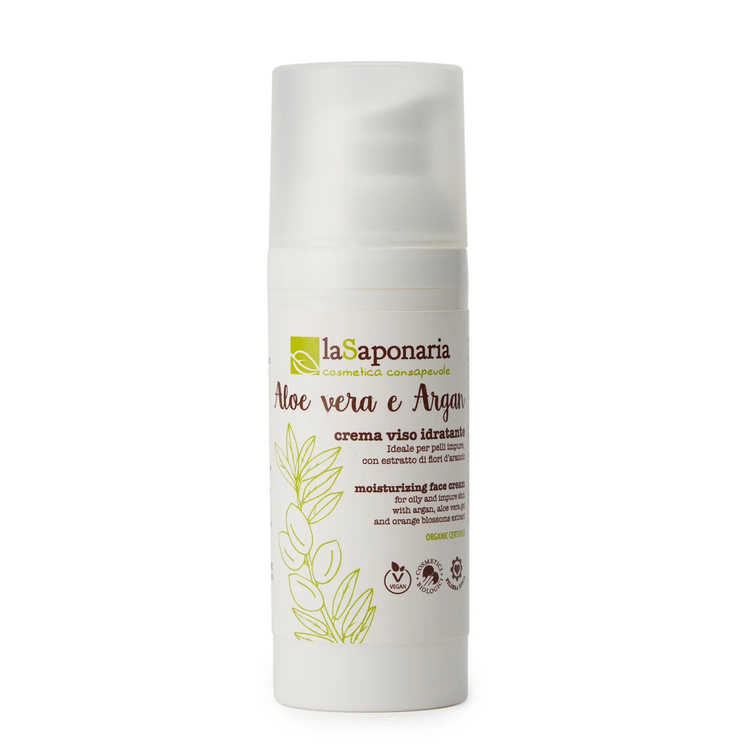 Argan Crema viso idratante Aloe Vera e Argan - Tratt.viso 24 ore antimperfezioni