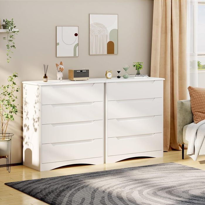 BEALIFE Kommode mit 4 Schubladen – Weiß – Moderner skandinavischer Stil – 71 x 40 x 82 cm
