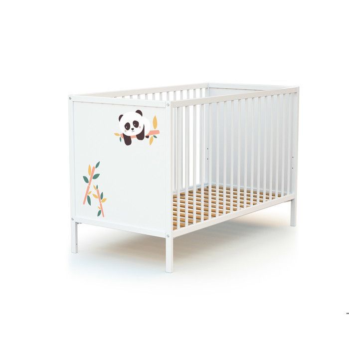 WEBABY - Chambre bébé lit et commode à langer en bois ALBA  Blanc et Noir - Taille unique