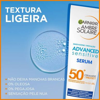 Garnier Ambre Solaire Sérum Protetor Solar Corpo Sensitive SPF 50       125 ml 125 ml