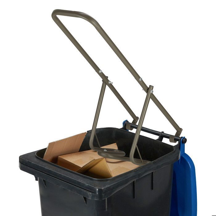 Relaxdays Compacteur déchets, pour poubelle, écraseur ordure, non recyclable, 41x35x95cm,plastique, manuel, acier, brun