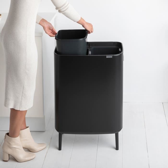 Contenedor de basura BRABANTIA Bo Touch Hi, 2 cubos de 30 L, color negro