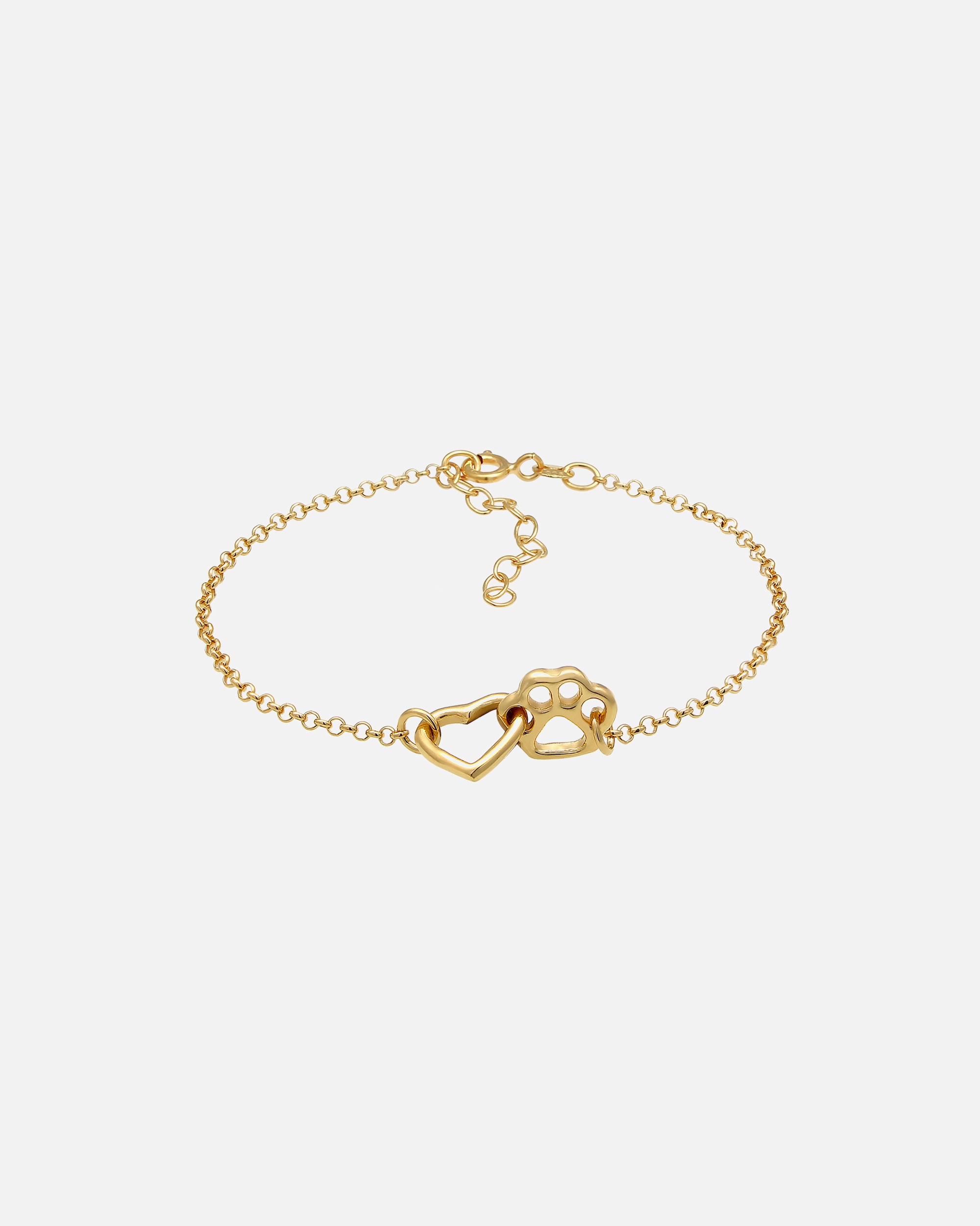 Elli Coeur Patte Bracelet Enfants - (925/1000) Argent Plaqué Or
