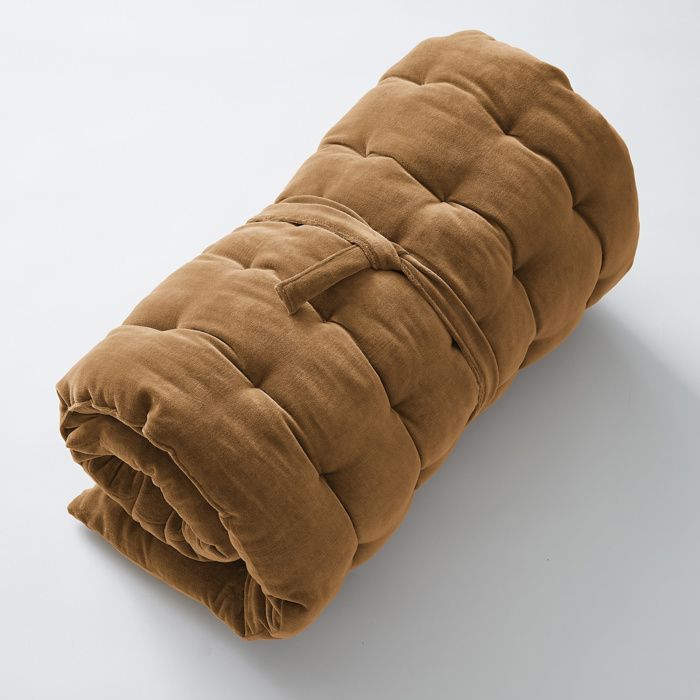 Materasso da pavimento 60 x 120 cm in velluto di cotone Caesar color cammello