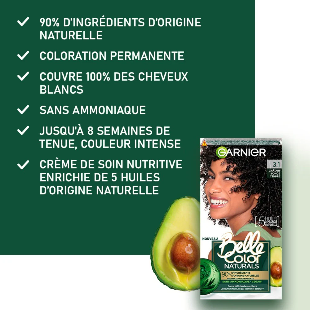 Garnier Coloration Permanente Sans Ammoniaque 90% d'Ingrédients d'origine naturelle