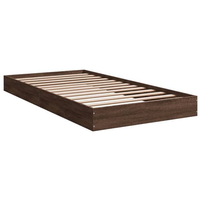 Verano 2026@Estructura de cama individual - Base de somier de láminas - para adulto - sin colchón - roble marrón 100x200cm,4119