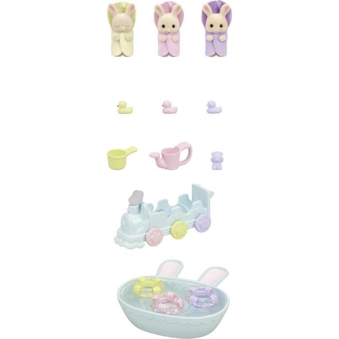 Miniaturfiguren – SYLVANIAN FAMILIES – 5707 – Cremefarbene Kaninchen-Drillinge und Badezimmeraccessoires
