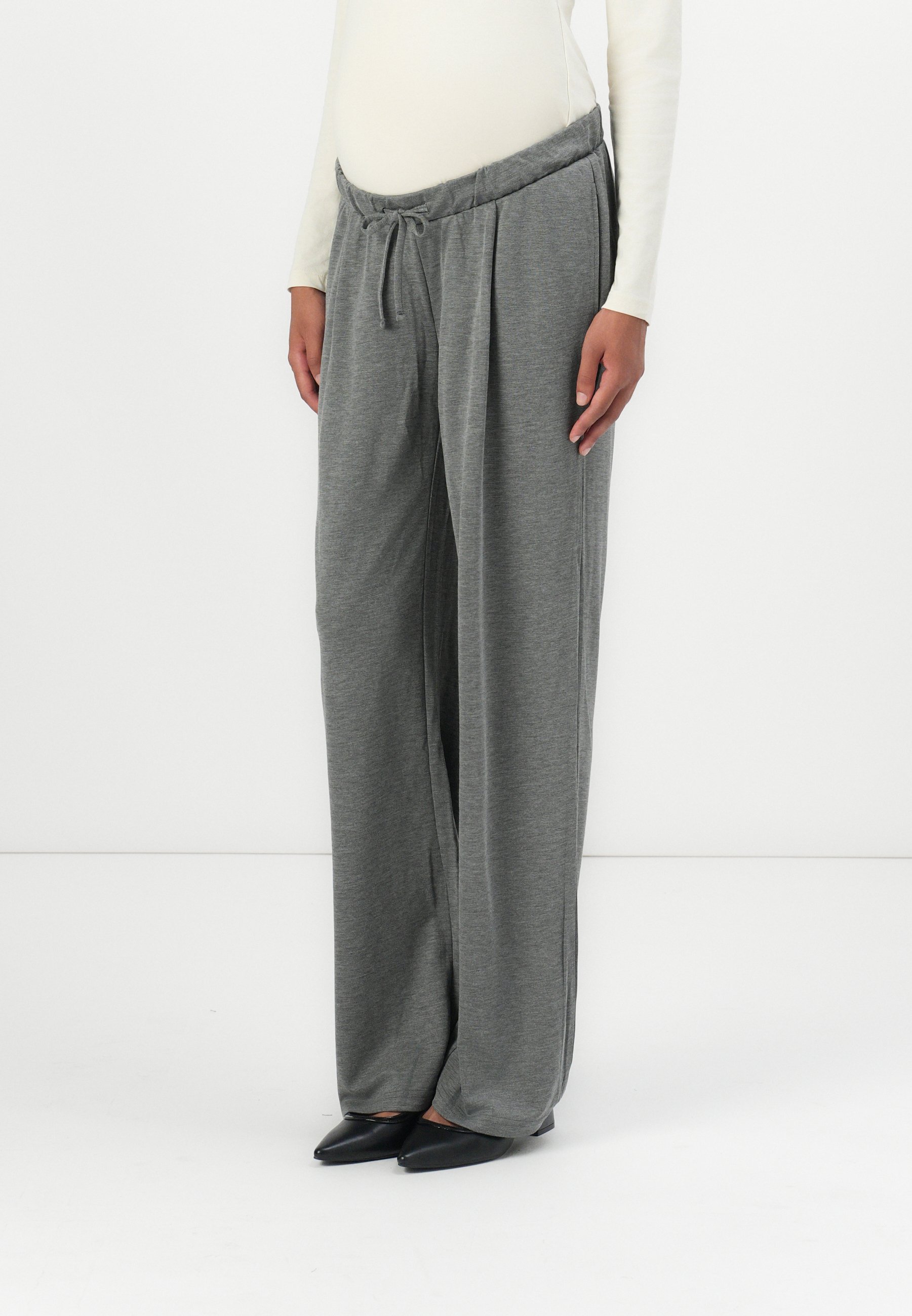 Calça de moletom MAMALICIOUS MLCHRISSY WIDE STRING - Cinza mescla médio