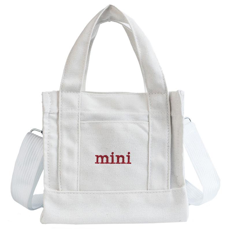 Tendenza moda 2020 Borsa in tela da donna con ricamo a lettere, borsa a tracolla, borsa a mano casual semplice tinta unita per ragazze
