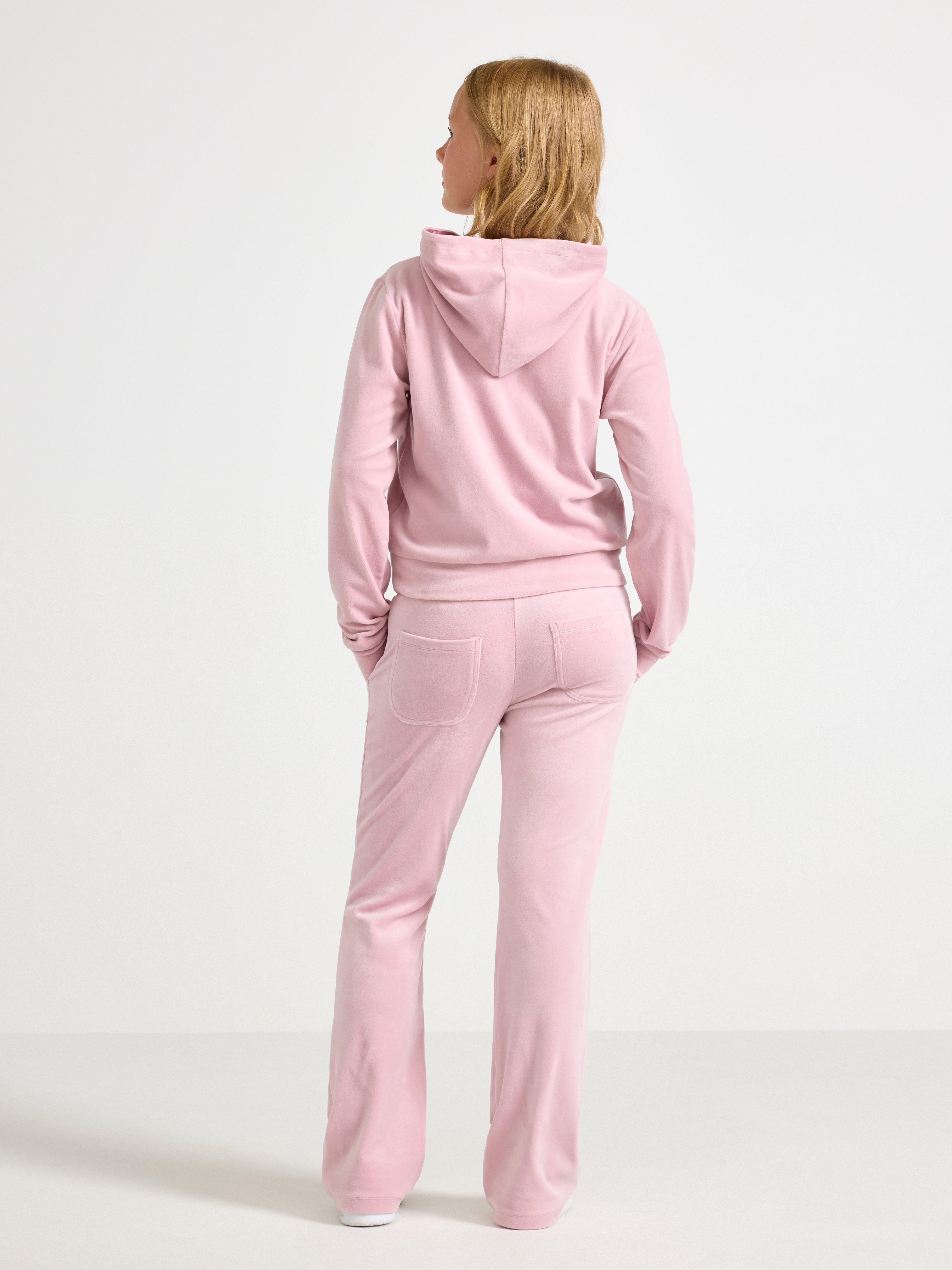 Pantaloni svasati in velluto color lilla chiaro polveroso
