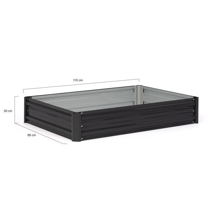 IDMARKET Set of 2 metal raised garden beds, rectangular frame, 80x115 cm, anthracite grey