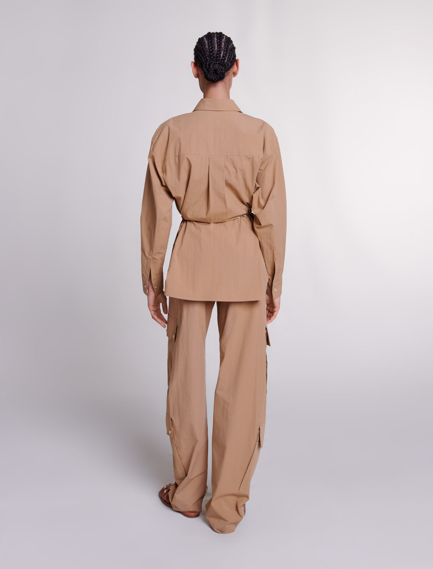 Lange blouse met riem - Beige