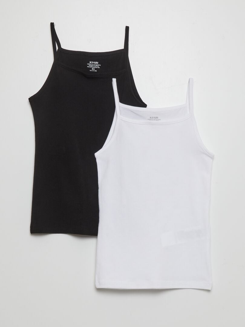 Conjunto de 2 camisetas sin mangas de color liso - NEGRO