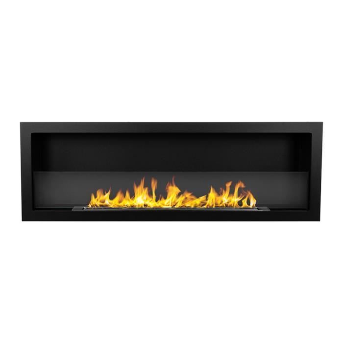 Chimenea de bioetanol empotrable - Furore 120 - Negra - Diseño elegante - Fácil instalación