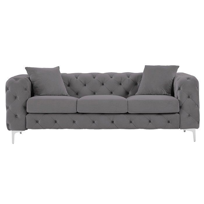 Divano Chesterfield a 3 posti EDWINA in velluto antracite