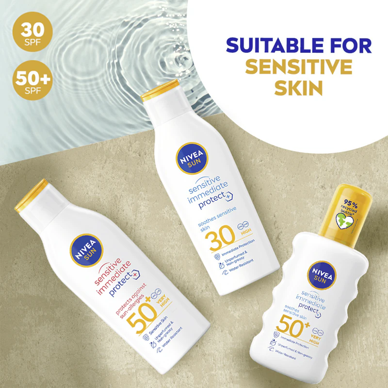 Protetor solar NIVEA SUN Sensitive Imediato para pele sensível FPS 50+