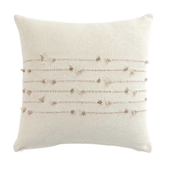 Coussin déhoussable en coton uni avec fils coupés - Golden Sunset