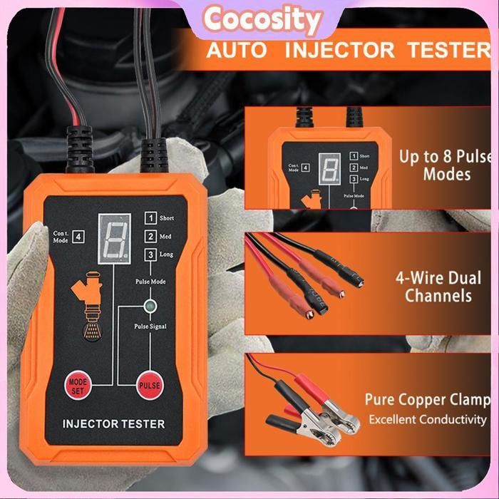 Kit de herramientas de limpieza de inyectores de combustible Cocosity, probador universal de inyectores de combustible y herramientas automotrices, color naranja.