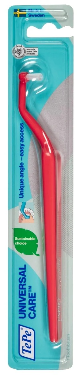 escova de dentes TEPE Tepe Universal Care 1 auxilia na limpeza dos dentes.