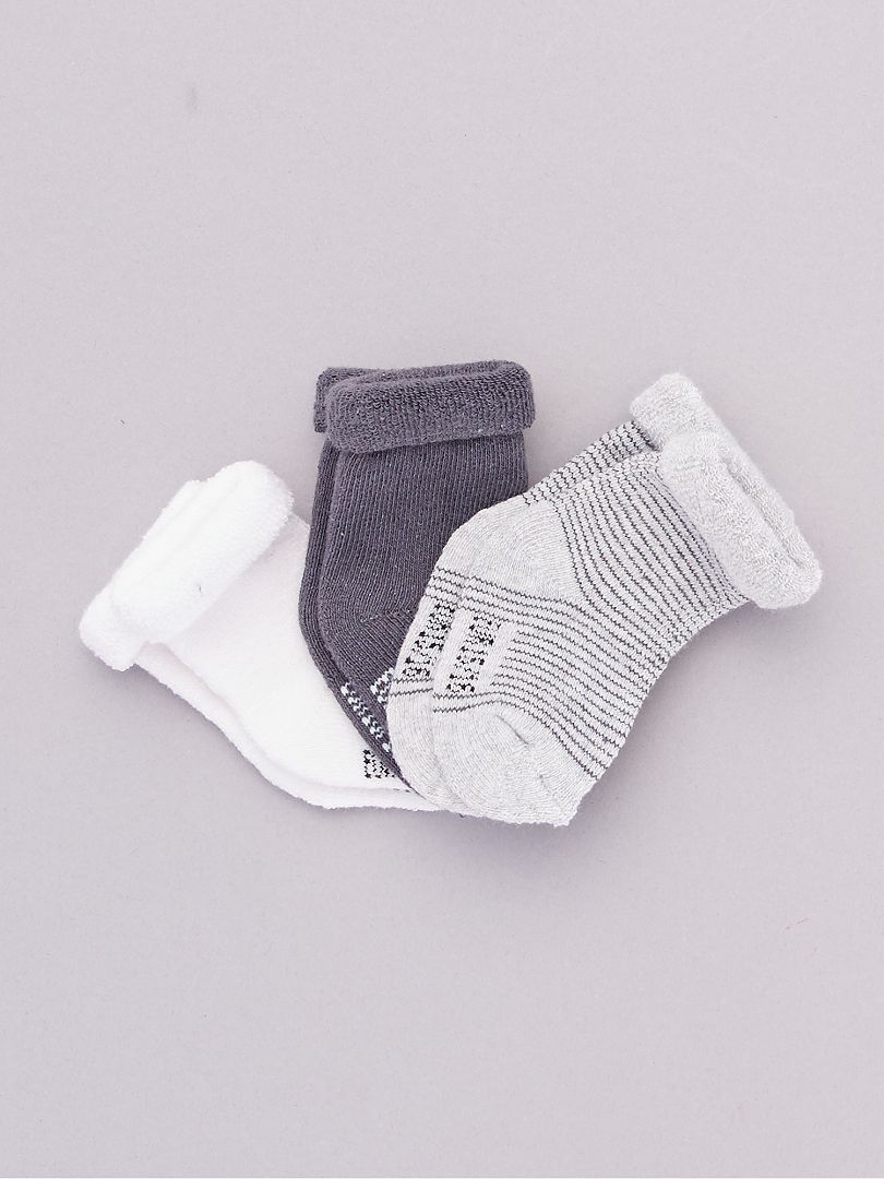Conjunto de 3 pares de meias de bebê - CINZA