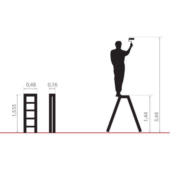 Escalera plegable de doble peldaño DWA de aluminio, 7 peldaños