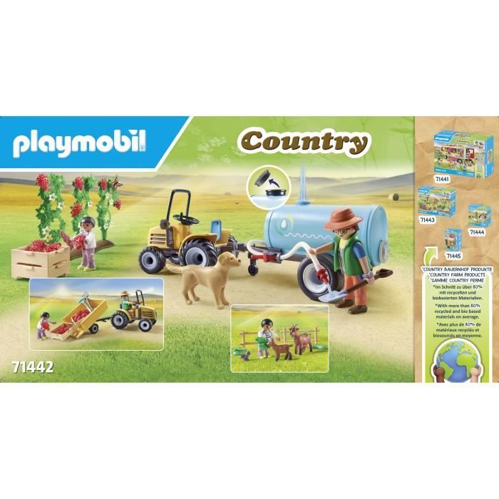 PLAYMOBIL 71442 Fermier avec tracteur et citerne, Country la vie à la ferme, 117 pièces, Dès 4 ans