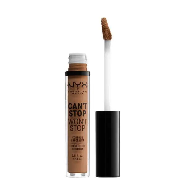 Corrector Cant Stop de NYX Professional Makeup, tono caoba.
