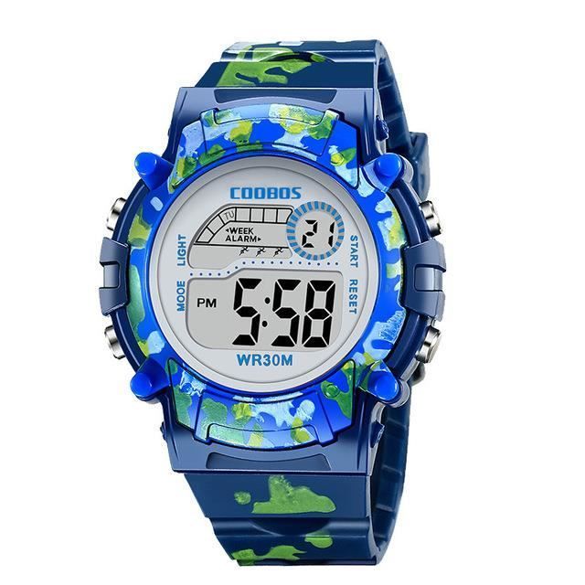 Reloj infantil SHARPHY, reloj deportivo militar digital para niños, resistente al agua, con LED, correa azul, modelo 2021, regalo para niños.