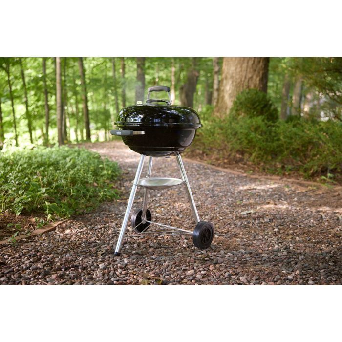 Barbecue a carbone Weber Compact Kettle - Diametro 47 cm - Acciaio smaltato - Valvola di sfiato - 6 coperti - Nero